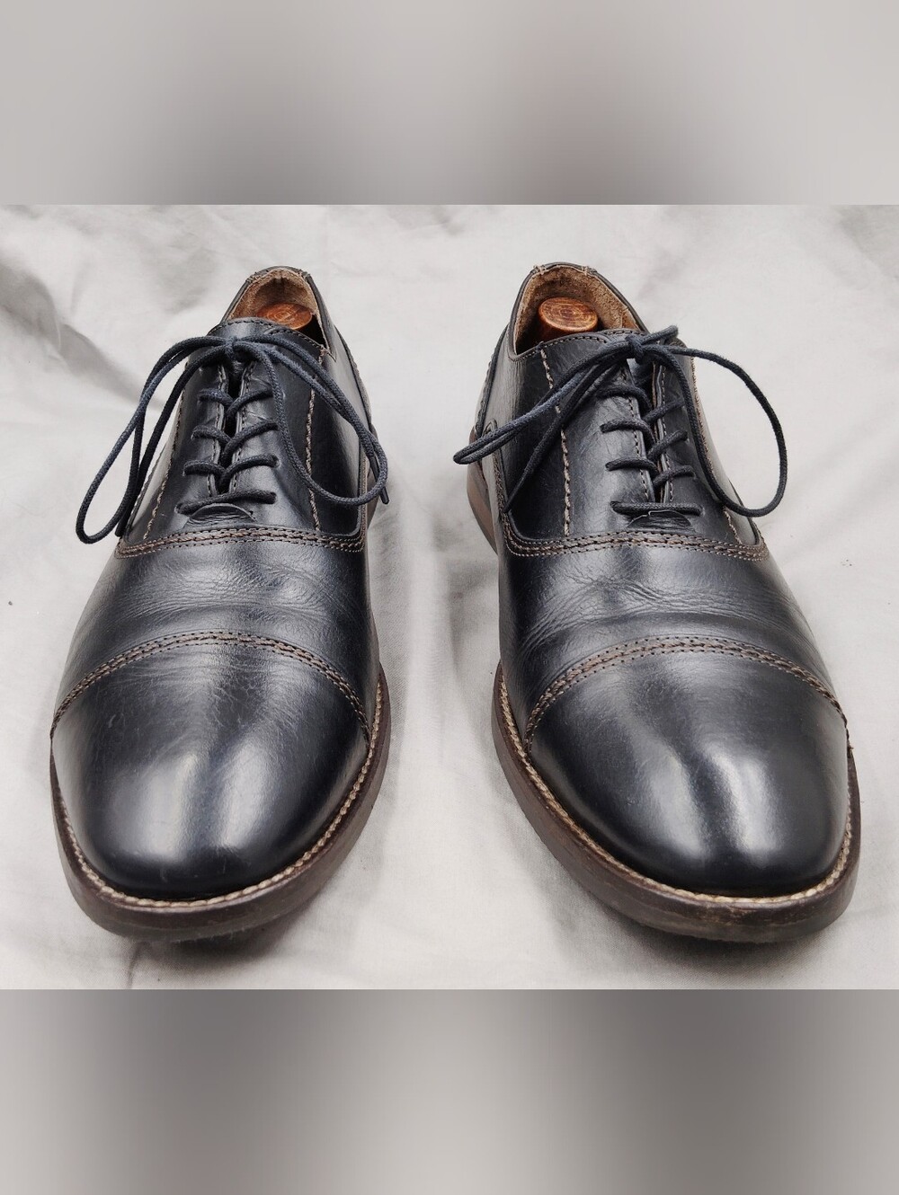 Johnston & Murphy 59-11825 Men's 10 Black Leather Cap Toe Oxford Dress Shoes